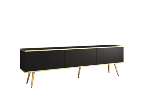 Móvel Tv na Cor Preto com Pés Dourados D: L : 175 Cm A: 30 Cm D: 32 Cm 3XELIVING