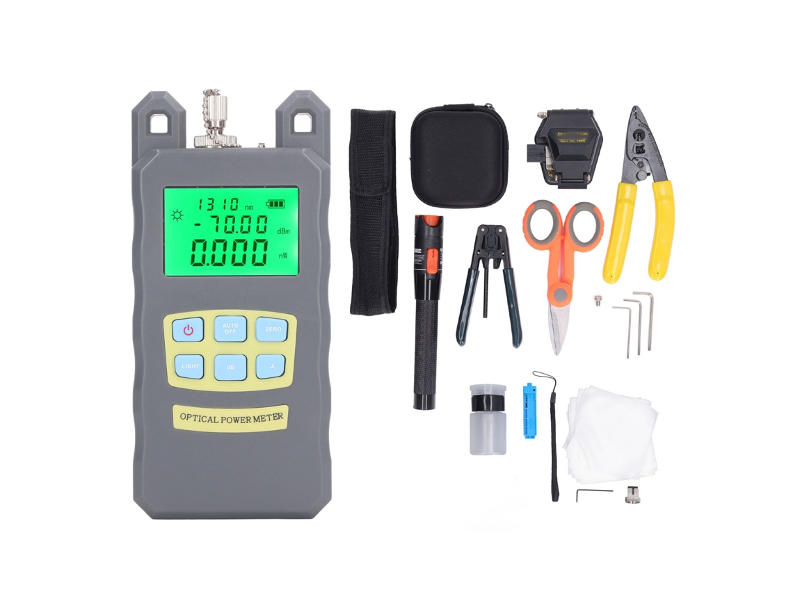 Kit de ferramentas de fibra óptica ftth com medidor de potência, corte e stripper | S/MARCA