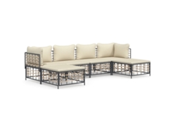 Maison Exclusive - 6 Pcs Conjunto Lounge De Jardim C/ Almofadões Vime Pe Antracite