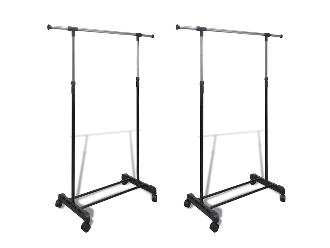 Vidaxl Cabide Para Roupas Ajustável Com 1 Varão 2 Pcs