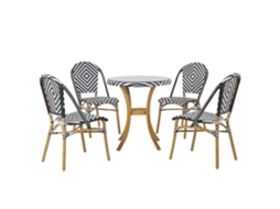 Conjunto De Refeição De Jardim Para 4 Pessoas Beliani Rifreddo De Ratan Sintético Preto/branco 70x70x76