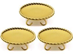 3 Porta-velas em metal dourado