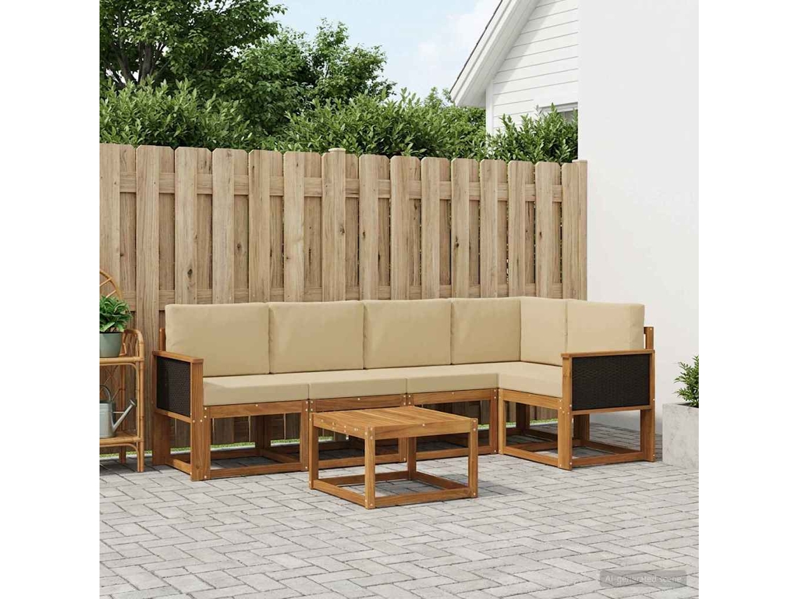 Vidaxl Conjunto De Sofás Para Exterior 6 Unid. Natural E Bege