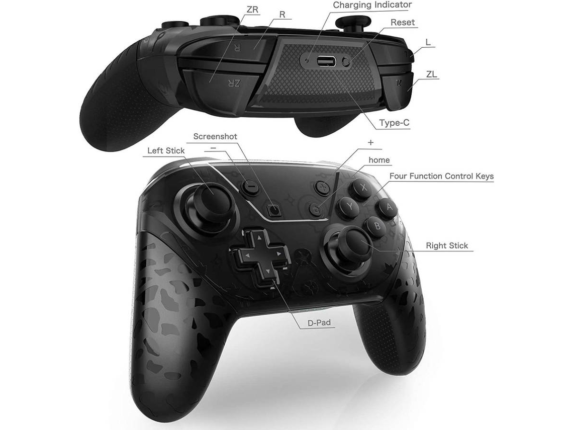 Comando Nintendo Switch/Switch Lite ENKERS Gamepad (Wireless Preto