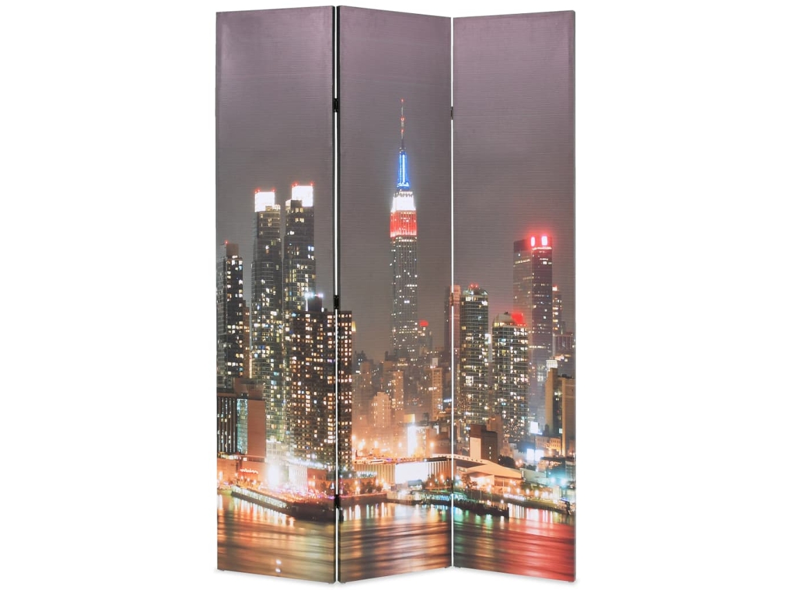 Vidaxl Biombo Dobrável Nova Iorque De Noite 120x170 Cm