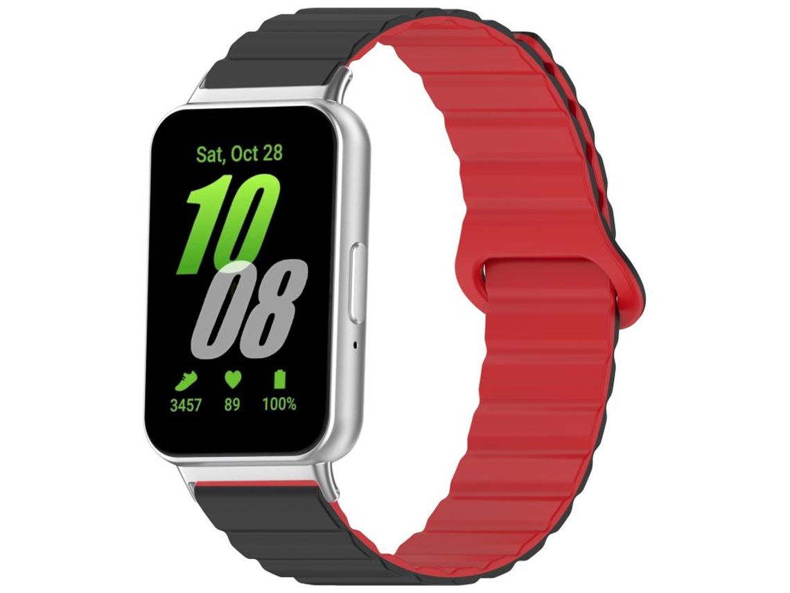 Bracelete para Samsung Galaxy Fit 3 XIAOMOYU em silicone brilhante magnético preto e vermelho