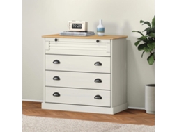 Vidaxl Armário Com Gavetas Vigo 80x40x76 Cm Pinho Maciço Branco