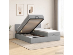 Vidaxl Cama Ottoman Com Colchão E Led Cinzento-claro 180 X 200 Cm