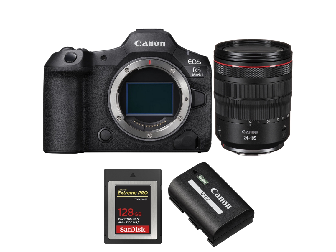 Eos R5 Mark Ii + Rf 24 105mm F/4 L Is Usm + 1 Sandisk 128gb Extreme Pro Cfexpress Type B + 1 Canon Lp e6p + Ebook Pricedirect CANON