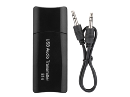 Transmissor E Receptor De Áudio Sem Fio Bluetooth 5.0 Usb Bt-6 2 Em 1 Com Luz Led Vermelha