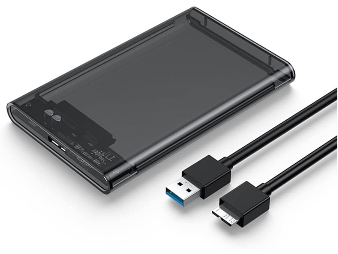Gabinete Transparente Cinza Para Discos Rígidos De 2,5 Polegadas Com Usb