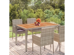Vidaxl Mesa De Jardim Com Tampo De Madeira 150x90x75 Cm Vime Pe Cinza