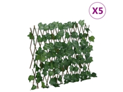 Vidaxl treliça De Videira Artificial Extensível 5 Pcs 190x60 Cm Verde