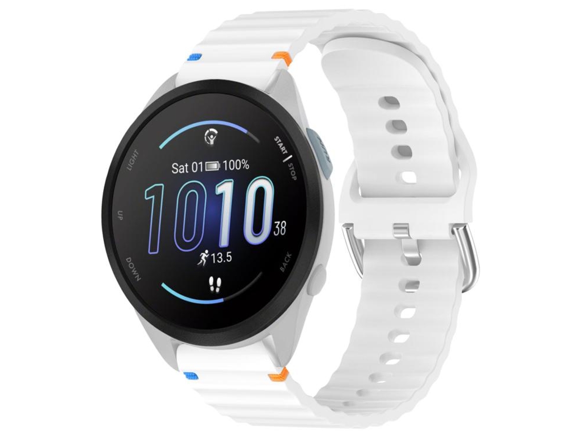 Bracelete para Garmin Forerunner 165 Silicone Grão Ondulado Costurado Branco XIAOMOYU (20mm)