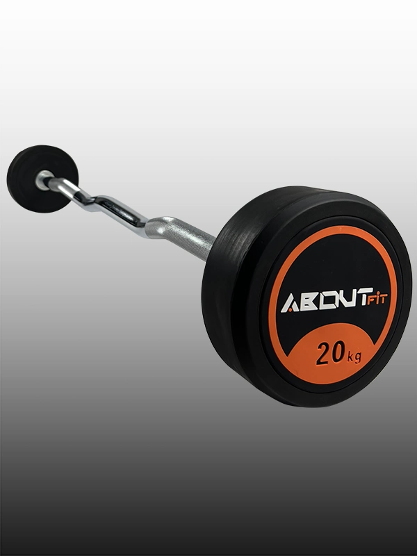 Barra W Peso Fixo 20kg About Fit Aço Cromado, Extremidades Em Borracha, Treino De Força Preto E Laranja