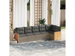 Vidaxl 6 Pcs Conjunto Sofás De Jardim Com Almofadões Vime Cinzento