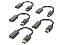 Adaptador Displayport Para Hdmi Pacote Com 5 Dp Porta De Exibição Conversor Macho Para Fêmea Hdmi Com Áudio Preto*
