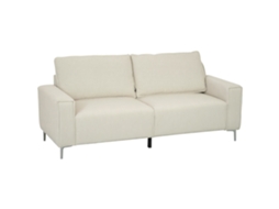 Sofá Moderno de 3 Lugares com Almofadas de Encosto, em Tecido Branco Creme. PMM CAPITALI