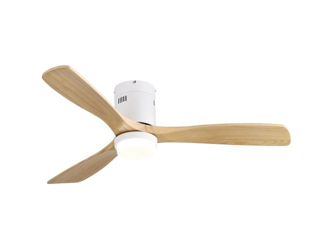 Ventilador De Teto 52 Polegadas Com Controle Remoto,3 Pás De Madeira Maciça,luz Led 18w E Motor Dc Reversível Para Sala De Estar