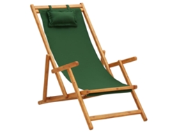 Cadeira De Praia Dobrável Madeira Eucalipto Maciça/tecido Verde Dkd Home Decor
