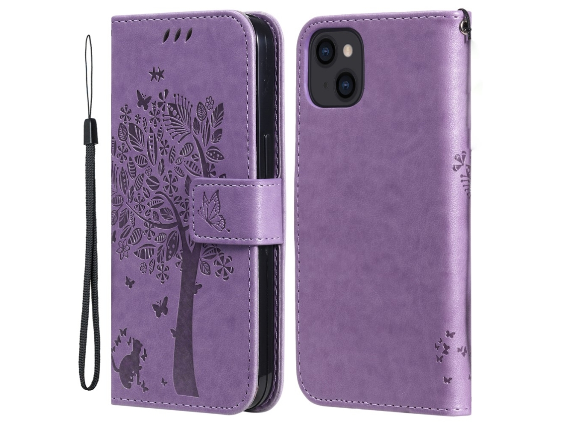 Capa Para Iphone 15 Pele Sintética Roxo