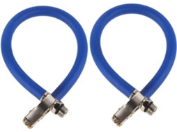 Inflador de pneus de 2 peças com mangueira de extensão e válvula de metal com trava.