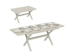 Mesa de jardim extensível com superfície de alumínio 154/214x85 cm ZENCORE SERVICES cinza claro