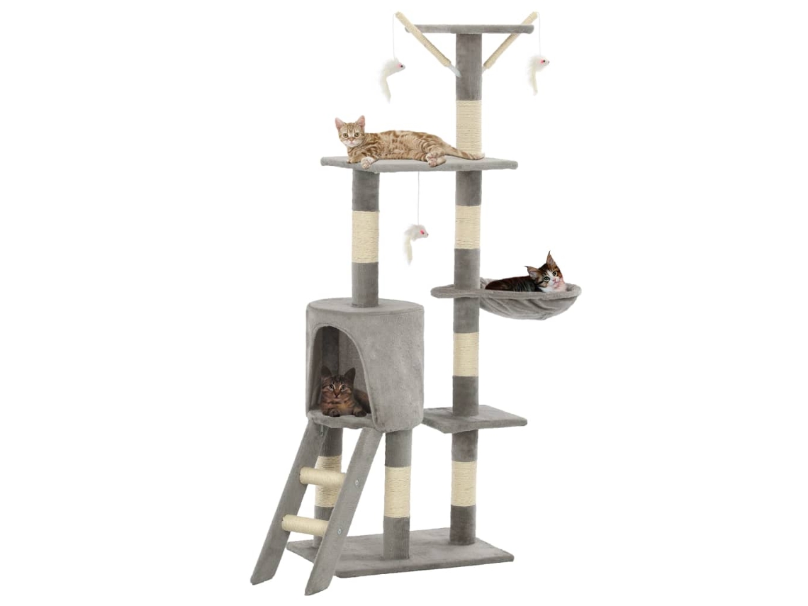 Vidaxl Árvore C/ Postes Arranhadores Sisal 138 Cm Cinzento