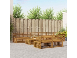Vidaxl Conjunto De Sofás Para Exterior 9 Pcs Natural