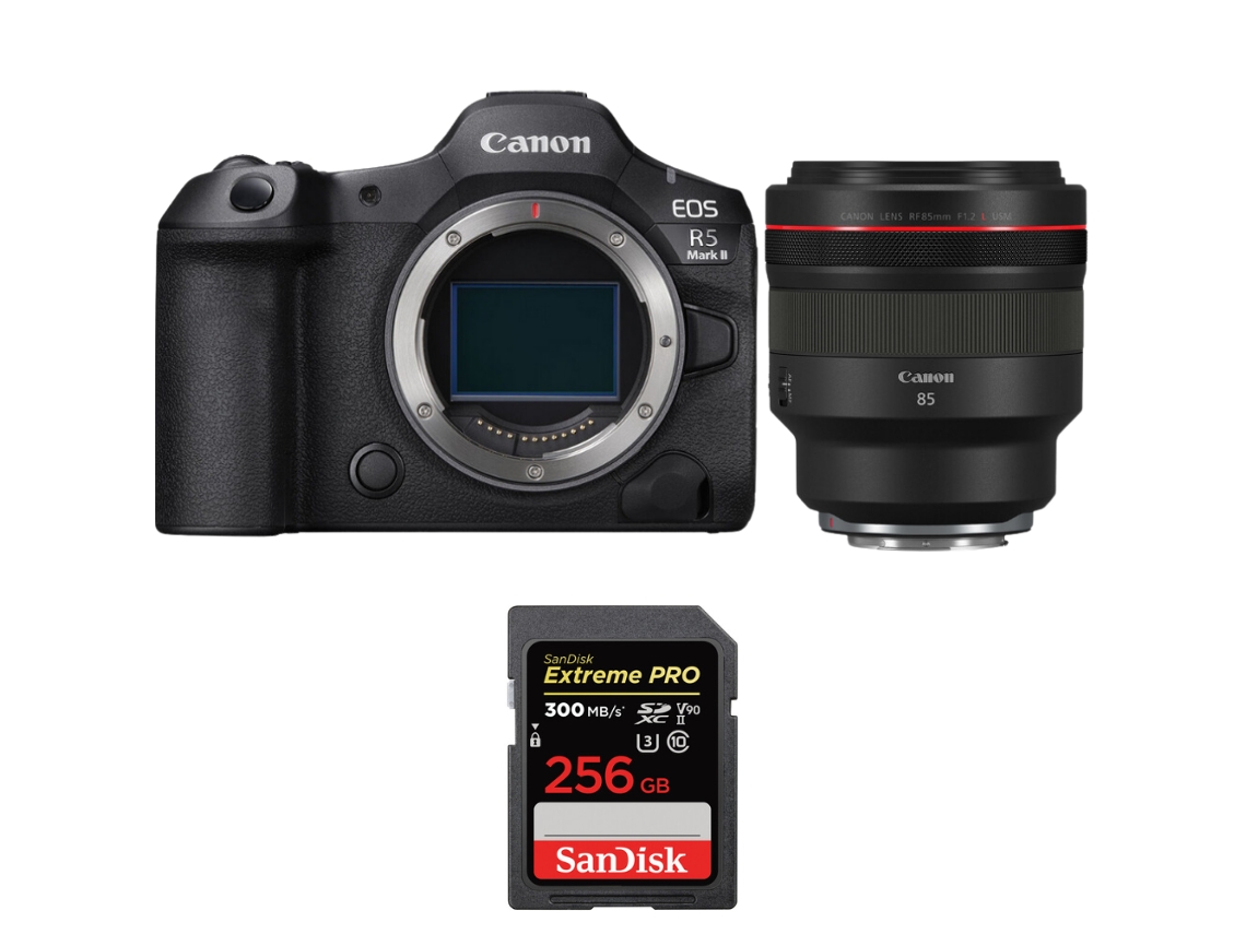 Eos R5 Mark Ii + Rf 85mm F/1.2 L Usm + 1 Sandisk 256gb Uhs ii 300mb/s + Ebook “20 Dicas para Fotos Que Impressionam” CANON