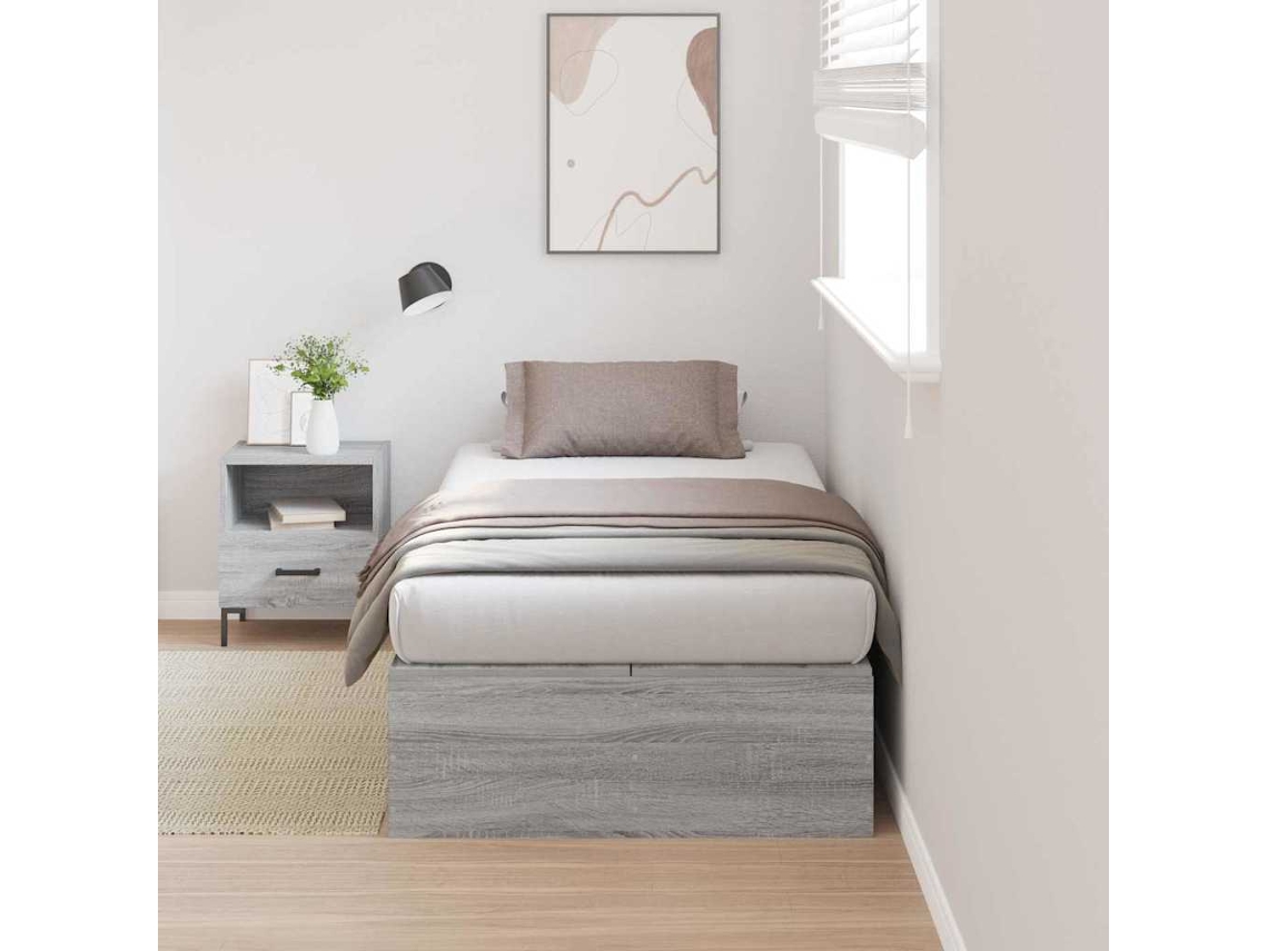Vidaxl Estrado De Cama Com Arrumação Cinza Sonoma 70 X 190 Cm