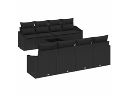 Maison Exclusive - Conjunto De Sofás Com Almofada 7 Pcs Preto Vime Pe