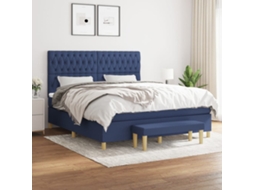 Cama Com Molas/colchão 180x200 Cm Tecido Azul