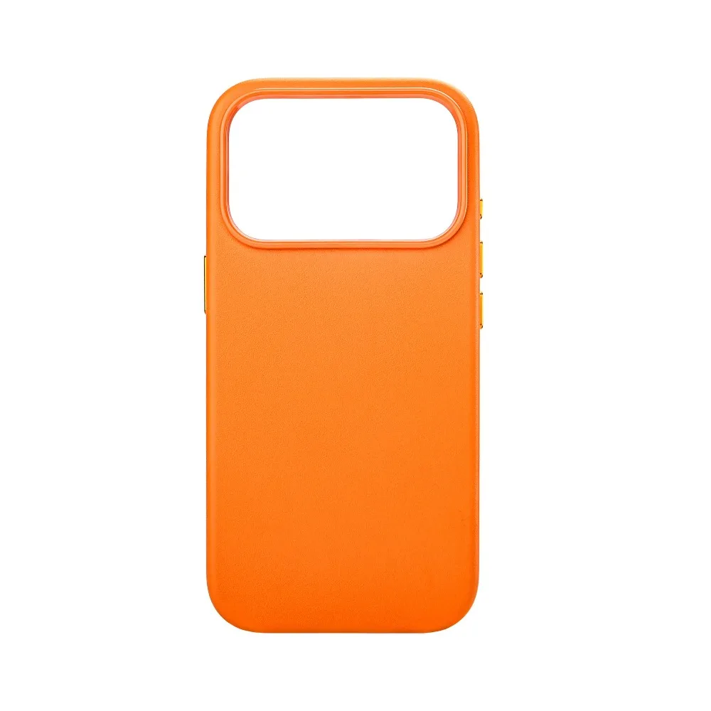 (laranja, Iphone 16 Pro Max) Capa Magnética Em Couro Genuíno Para Celular, Compatível Com Carregamento Magsafe, Capa Protetora À Prova De Quedas.