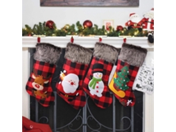 Conjunto De 4 Meias De Natal Grandes De 48 Cm Com B