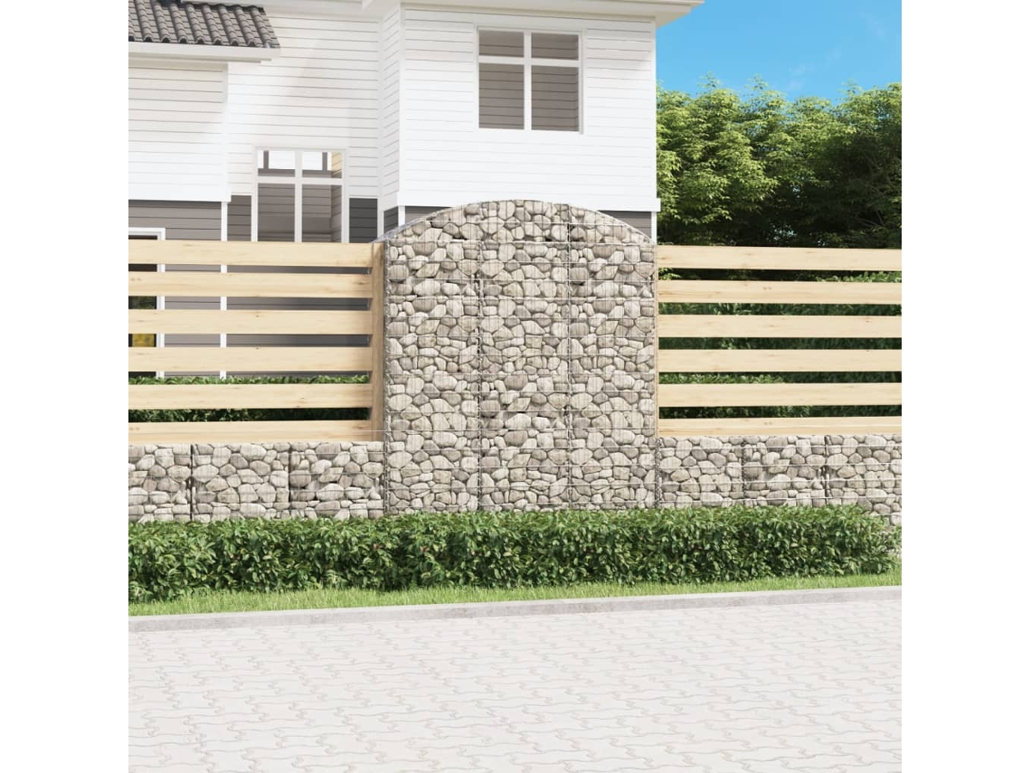 Vidaxl Cesto Gabião Arqueado 150x50x180/200 Cm Ferro Galvanizado