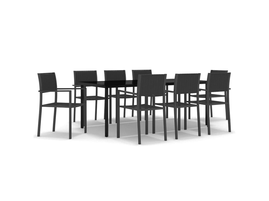 Maison Exclusive - 9 Pcs Conjunto De Jantar Para Jardim Preto
