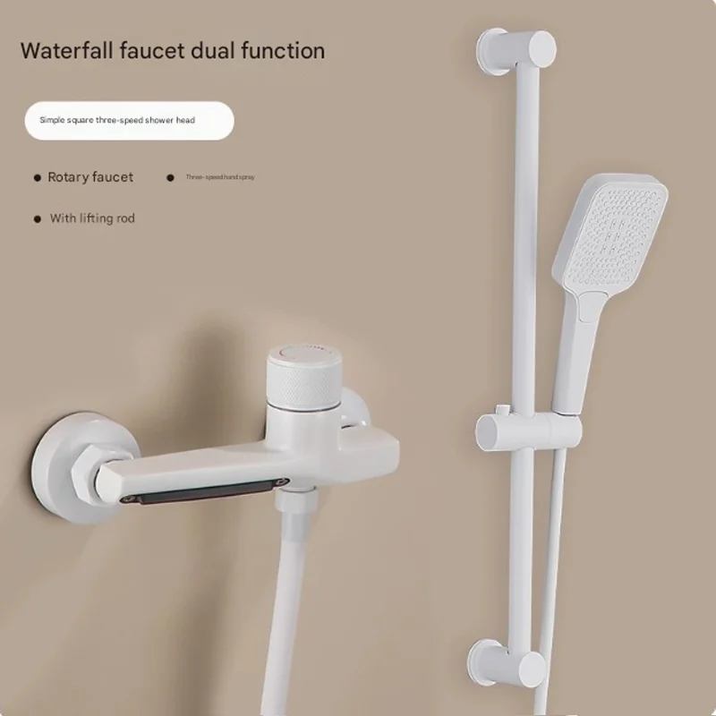 (branco C) Torneira Para Banheira Com Efeito Cascata E Chuveiro De Mão, Misturador De Parede Para Chuveiro De Banheiro