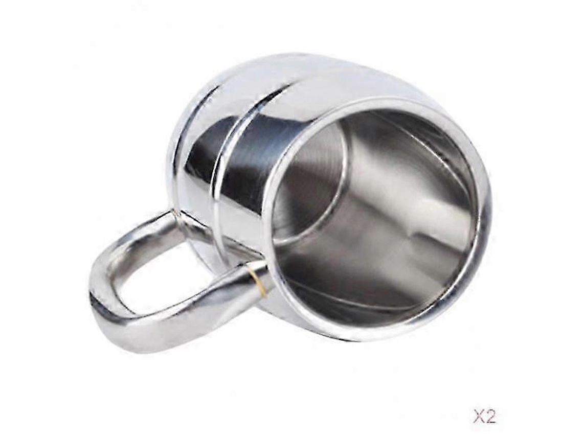 2 Canecas de Parede Dupla para Cerveja, Vodka, Água, Leite e Chá, Formato Barril, 30cl AQUAFORGE