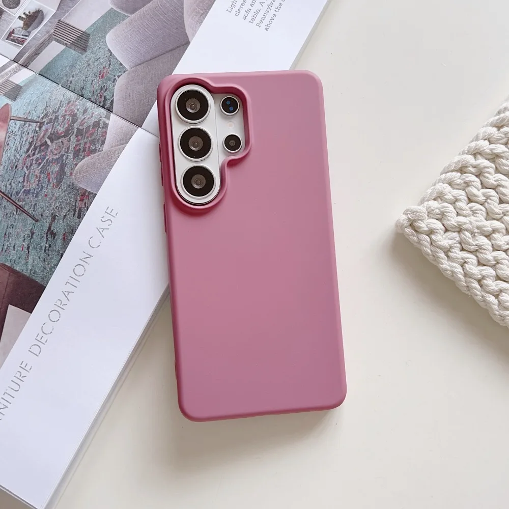 Capa De Celular Em Silicone Líquido (rosa, Galaxy S25 Edge), Capa Protetora Fosca E Macia À Prova De Choque.