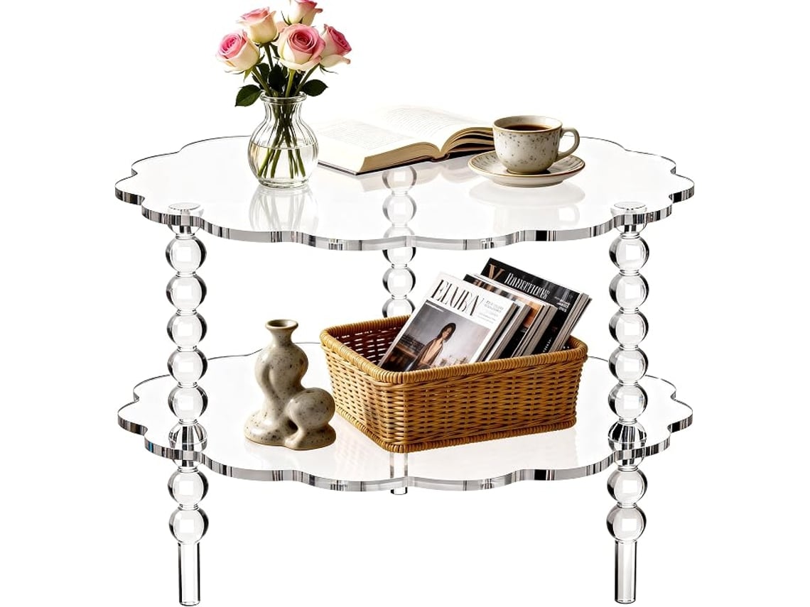 Mesa De Café Acrílico, Pernas, Redondo Transparente