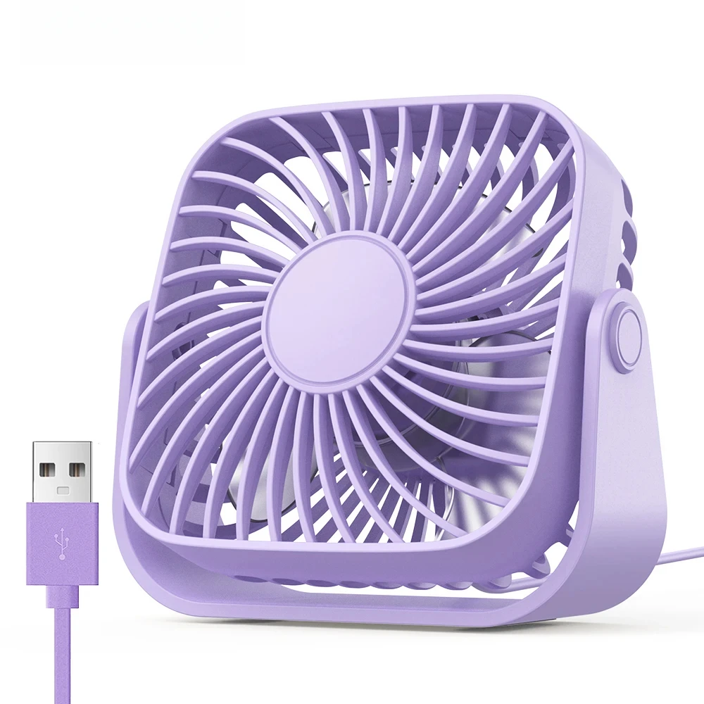 (roxo) Mini Ventilador Portátil Usb De Nova Geração Para Camping, Ventilador De Mesa Silencioso Com 3 Velocidades