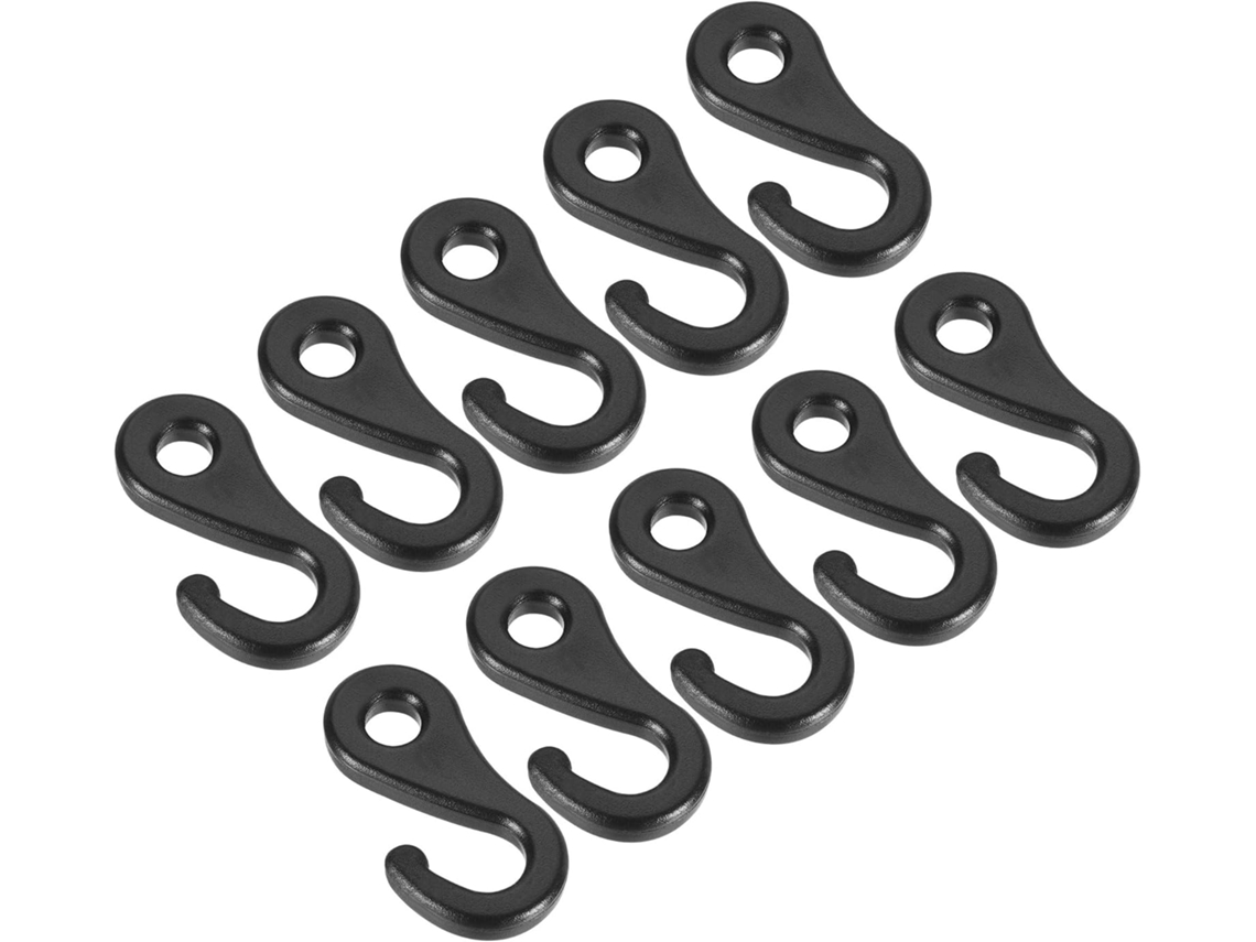 Conjunto de 10 Ganchos Plástico para Camping Acessórios Duráveis ​​para Barracas e Toldos, Ideais Trilhas AQUAFORGE (6,5 Mm, Preto)