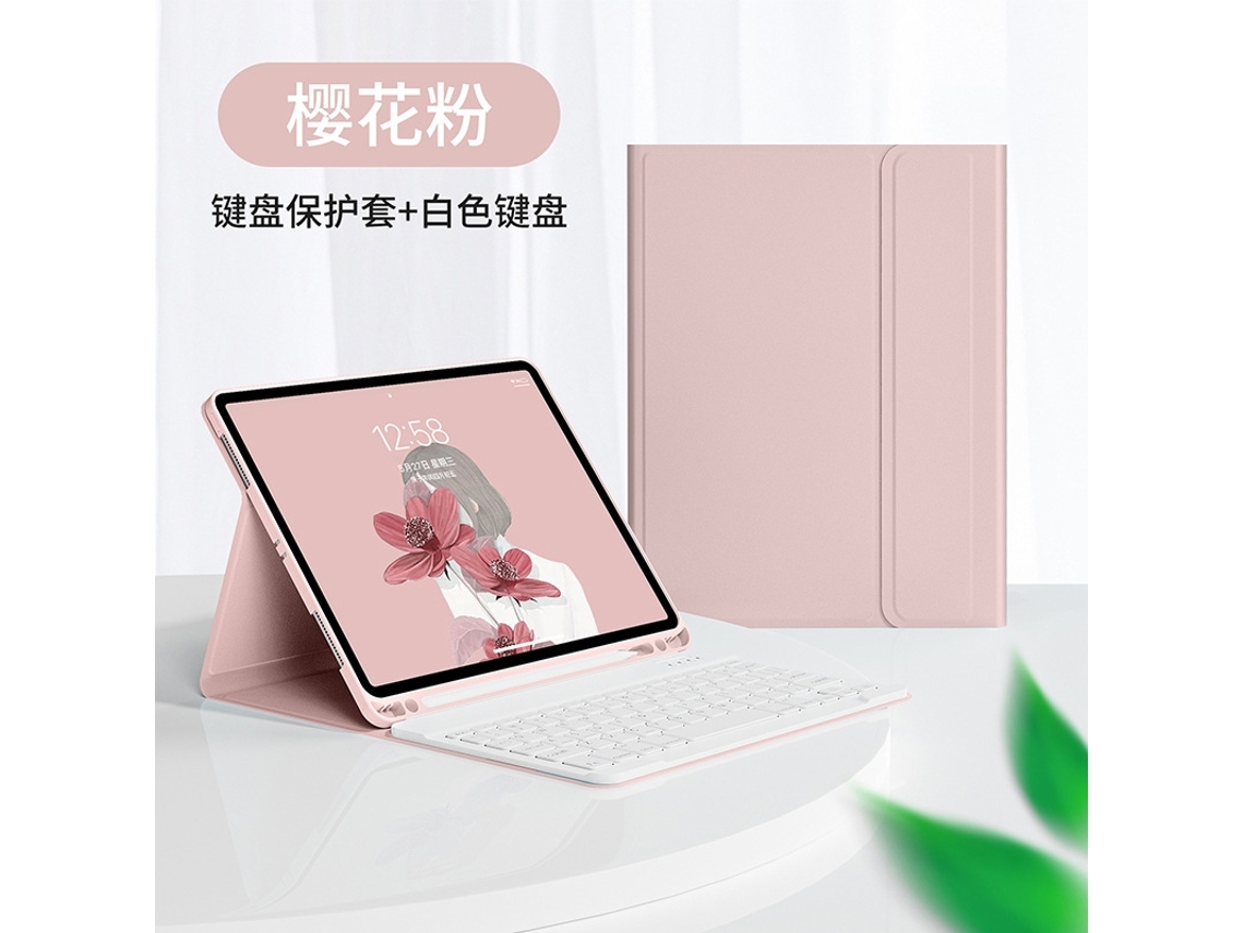 Capa Com Teclado Bluetooth Com Suporte, Compatível Com Ipad 9.7/pro/air/air2, Couro, Rosa