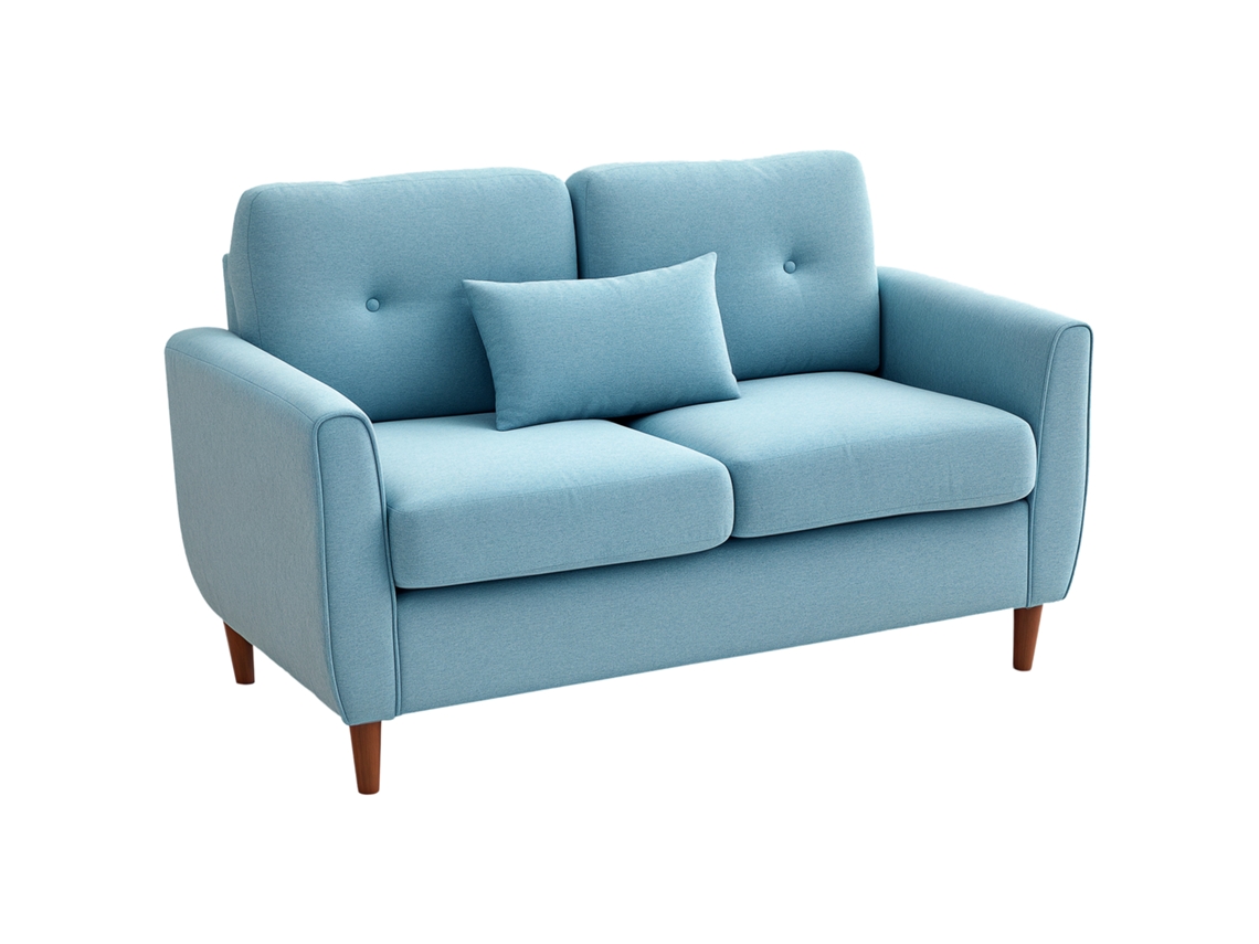 Sofá de 2 Lugares com Apoio de Braços, Almofadas, Assento Acolchoado, Capas Laváveis, 140x78x83 Cm, Azul Claro | S/MARCA