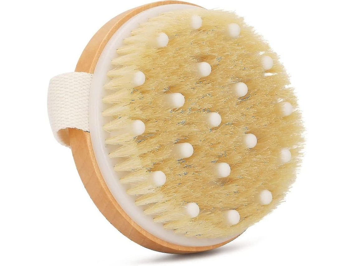 Pincel De Seco Para Cuerpo Com Cerdas Naturais Para Celulite E Drenagem Linfática Exfoliante Suaviza Pele Reduz Celulite