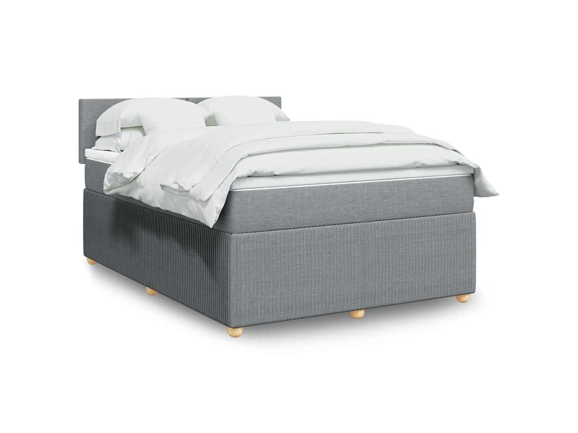 Cama Com Molas/colchão 140x190 Cm Tecido Cinzento-claro
