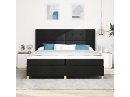 Cama Box Spring Com Colchão Preto 200x200 Cm Tecido