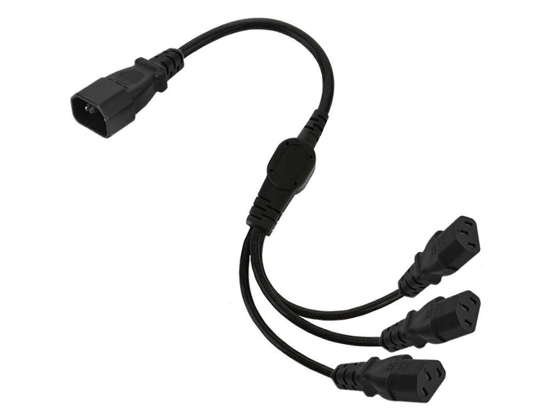 Cabo Divisor Iec C14 Macho Para Três Tomadas C13 Fêmea, 0,5 M, Preto