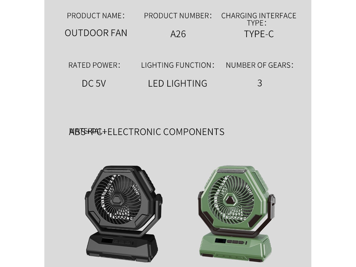 Venteador Camping Luz Led Usb 3 Velocidades 3 Modos Luz